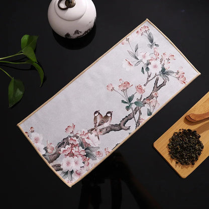 30*16cm Chinese Painted Thick Tea Towel Absorbent Tea Set Cup Mat Accessories
