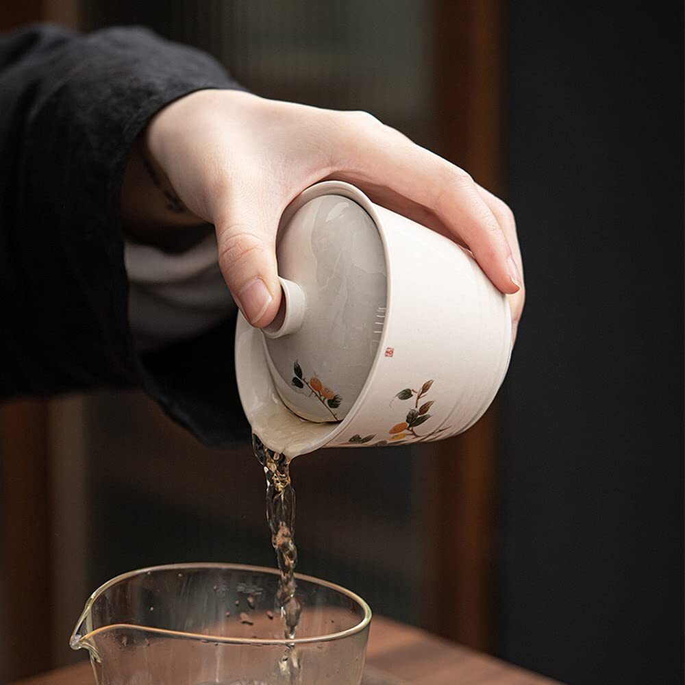 166ml Chinese Ceramic Gaiwan Hand Painted Kung Fu Tea Set Tea Bowl Cup Tea