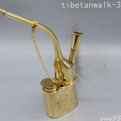 Old Chinese Brass Copper Handmade Pipe Smoking Tools Statue