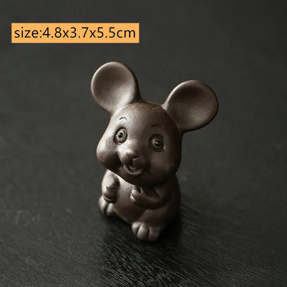 Chinese Zodiac ZishaTea Pet Animal Statue Decoration Handmade Sculpture Tea Set