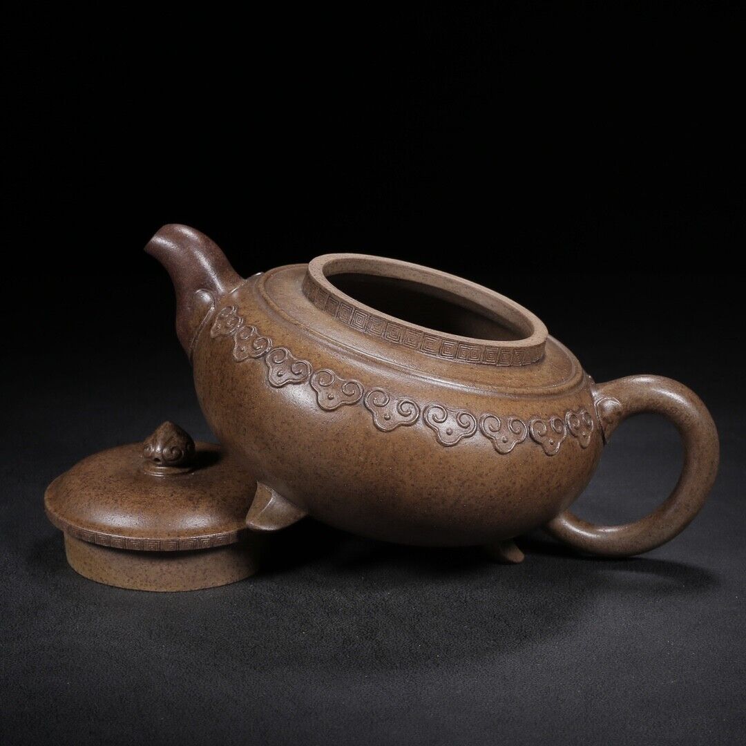 Chinese Yixing Zisha Clay Handmade Exquisite Teapot（云肩如意（柴烧窑变） 底款：景舟制壶）