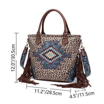 Retro Fashion Tassel PU Leather Shoulder Messenger Women's Bags Stock Tote Bags