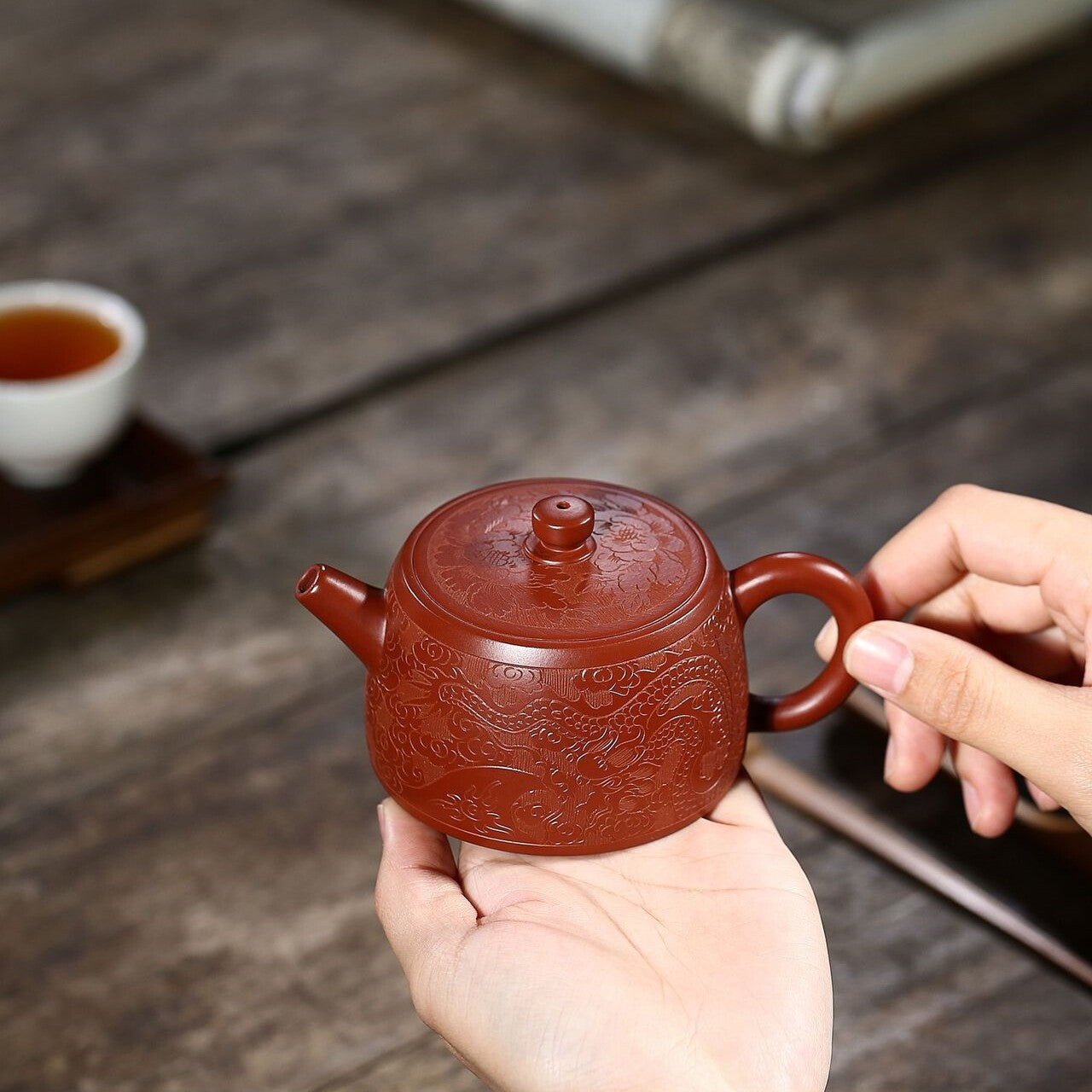 6.8oz Tea Pot Real Yixing Zisha Dahongpao Clay Handmade Pot Dragon Jinglan Pot