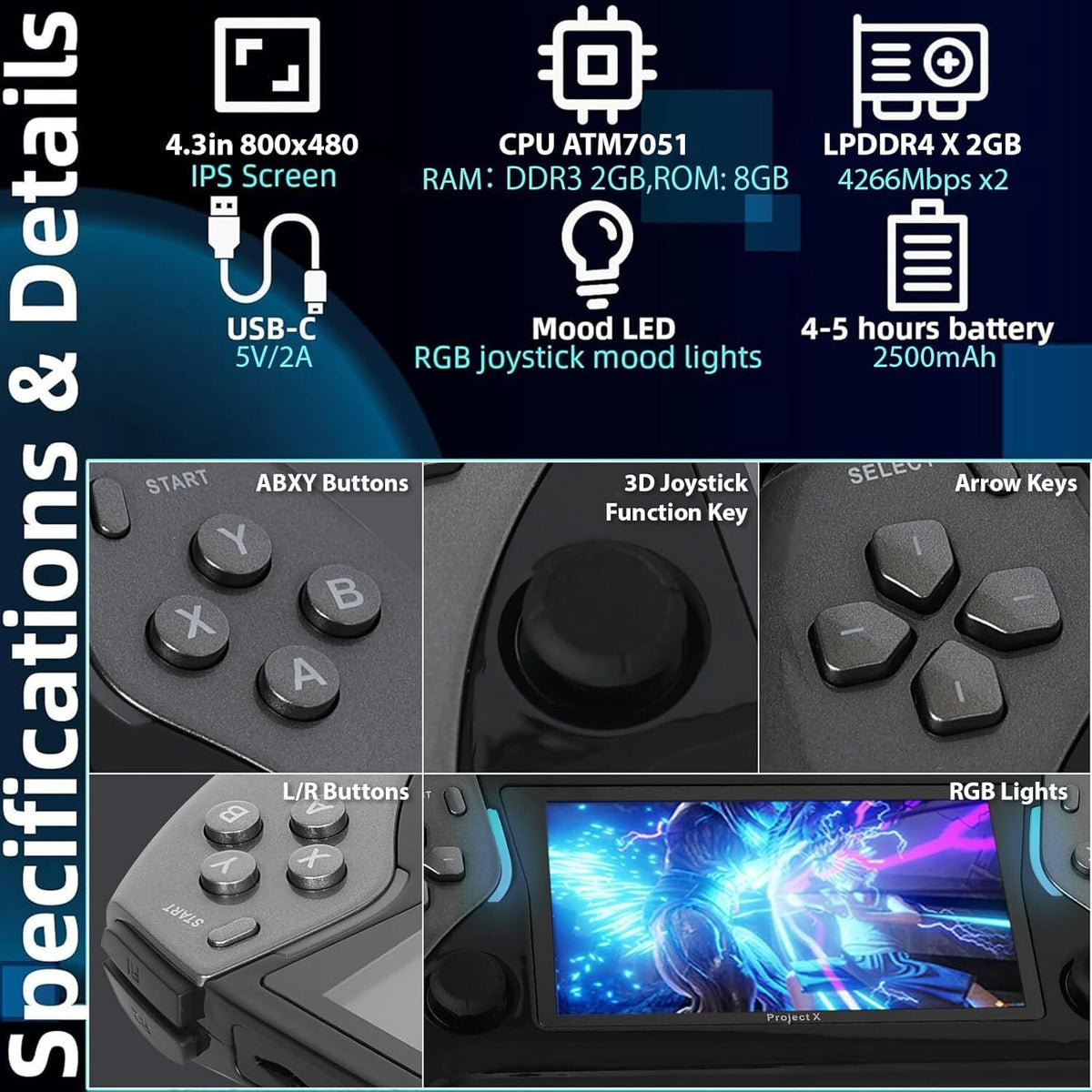 Portable Handheld Retro Video Gaming Console Pre-Installed Emulator System