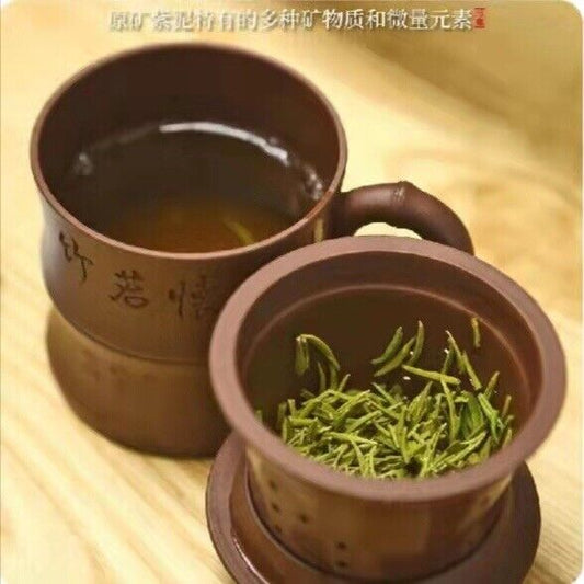 Chinese Yixing Zisha calligraphy Carved Delicate Teapot In Original Box (360ml)