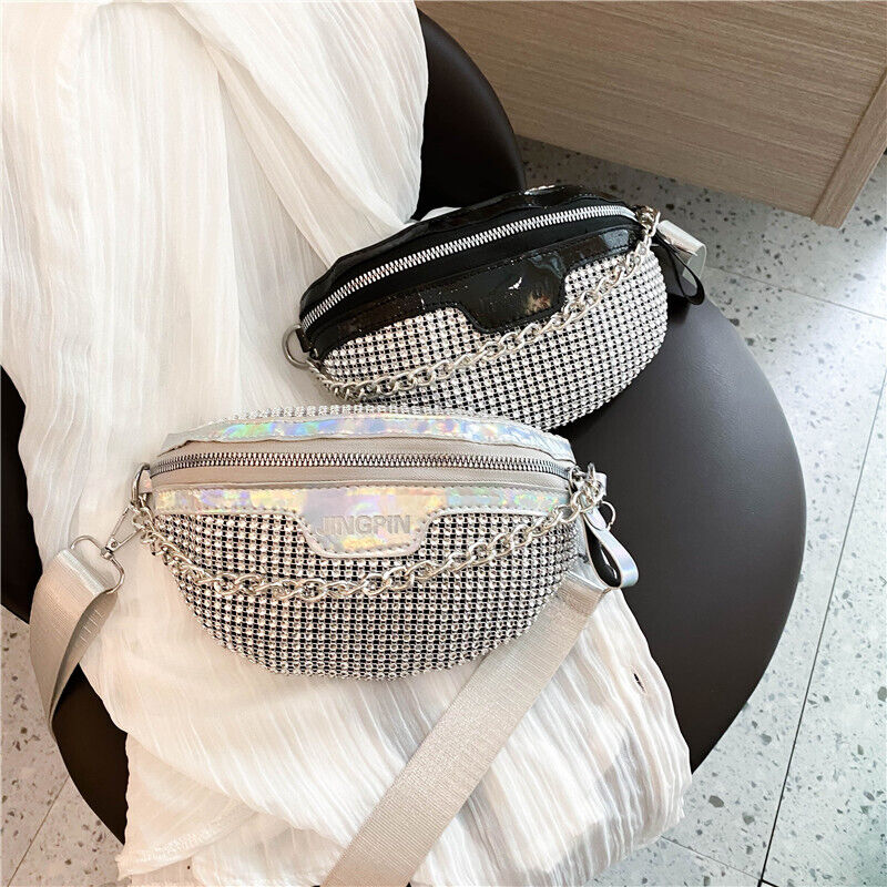 Womens Shiny Crystal Bag Rhinestone Underarm Bag Handbag Clutch Bag Shoulder Bag