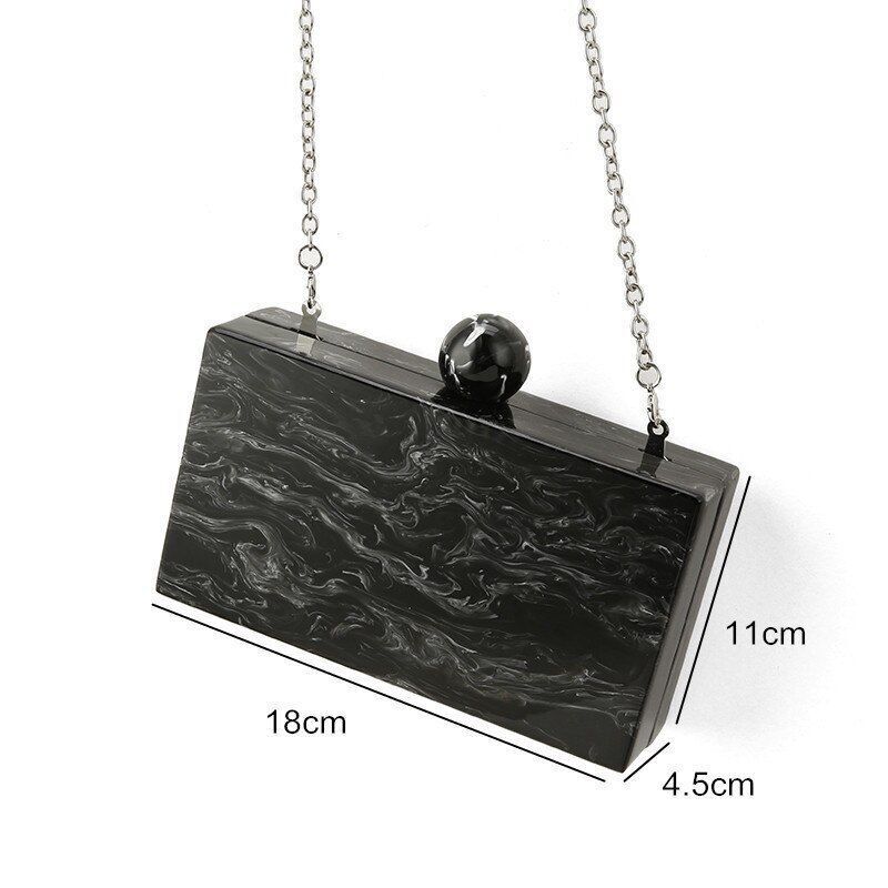 Pearl Black Marble Acrylic Clasp Ball Plastic Acrylic Purse Handbag Wallet Beach