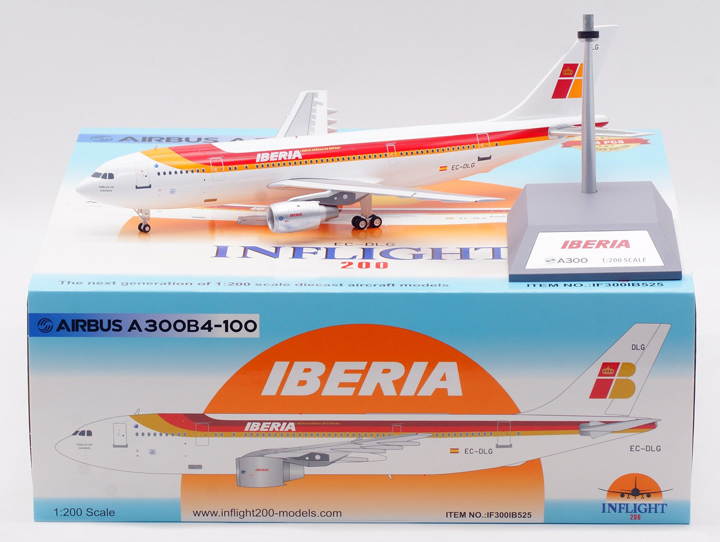1:200 InFlight IBERIA AIRBUS A300B4 Passenger Airplane Diecast Aircraft Model