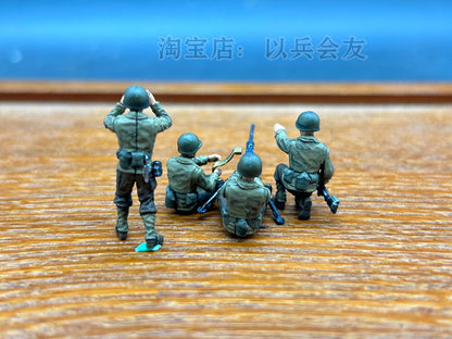 1/72 World War II US M2 Browning Machine Gun+4Pcs Soldier Model Khaki Color