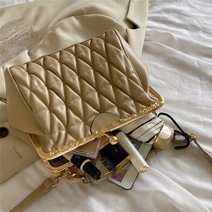 Shoulder Bag Beige Blue Messenger Thick Chain Sling Bag Synthetic Leather Clutch