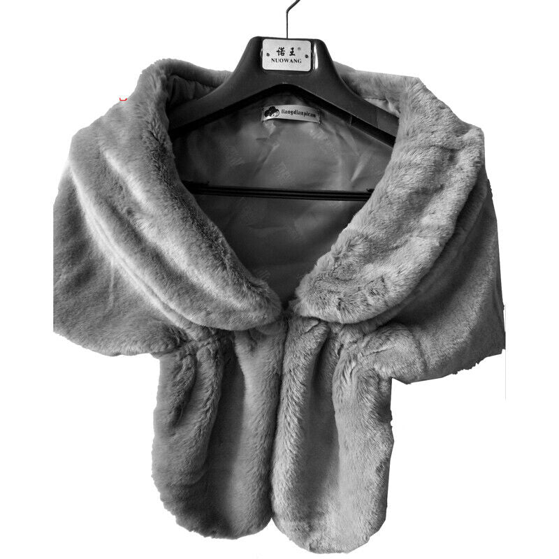 Elegant High-grade Bridal Wedding Luxury Fur Long Shawl Stole Wrap Shrug Scarf