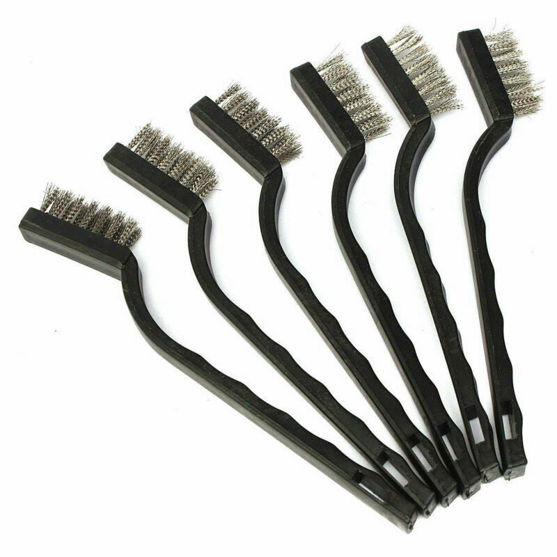 3* Steel Brush Set Small Cleaning Brushes Wire Rust Sparks Wheels Scrub 180mm I