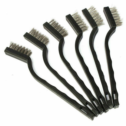 3* Steel Brush Set Small Cleaning Brushes Wire Rust Sparks Wheels Scrub 180mm I