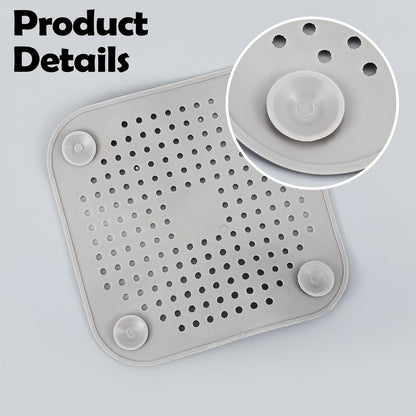 Square Drain Hair Catcher 2 Pack Silicone Shower Drain Cover Hair Catcher with S