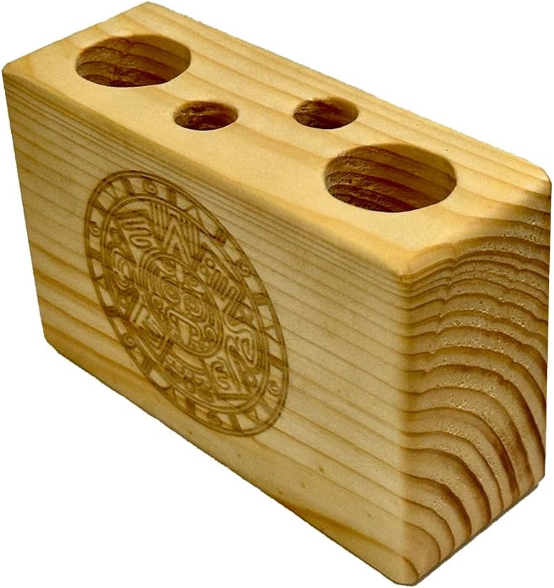Pine Wood 4-Hole Desk Caddy Storage Organiser Pen Pencil Holder Office Decor