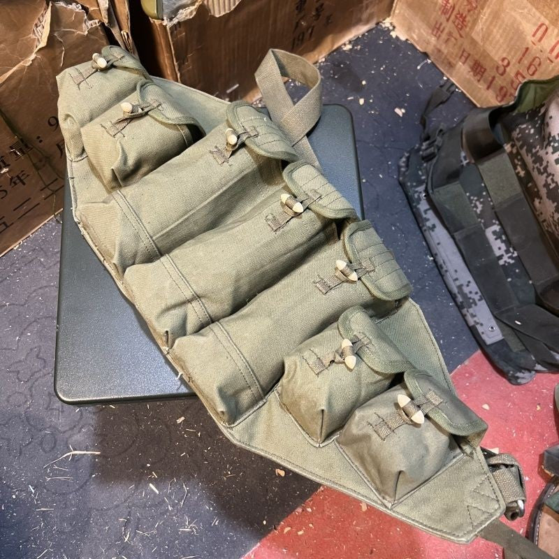 1956 Vintage Canvas Tactical Vest Chest Hanging Pouch Military Collectible