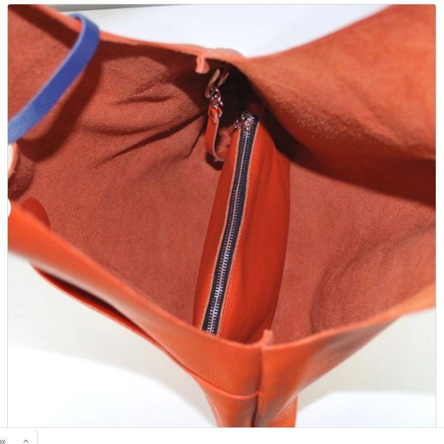Bag Retro Soft Leather Large Shoulder Orange Tote Shopping 44*2*42CM Orange 1 PC