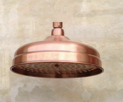 8" Antique Red Copper Round Rainfall Shower Heads Extension Pipes Wall Arm Parts