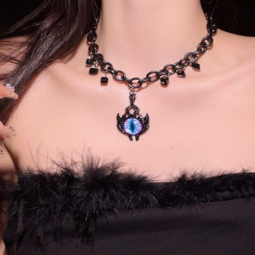 Dark Style Devil's Eye Necklace Hip Hop Choker Punk Clavicle Chain Jewelry