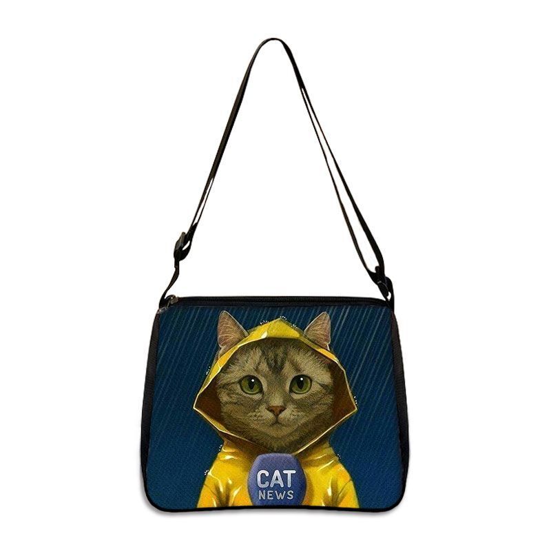 Funny Cat Cosplay Messenger Bag Handbag Canvas Underarm Shoulder Bags Crossbody