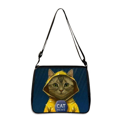 Funny Cat Cosplay Messenger Bag Handbag Canvas Underarm Shoulder Bags Crossbody