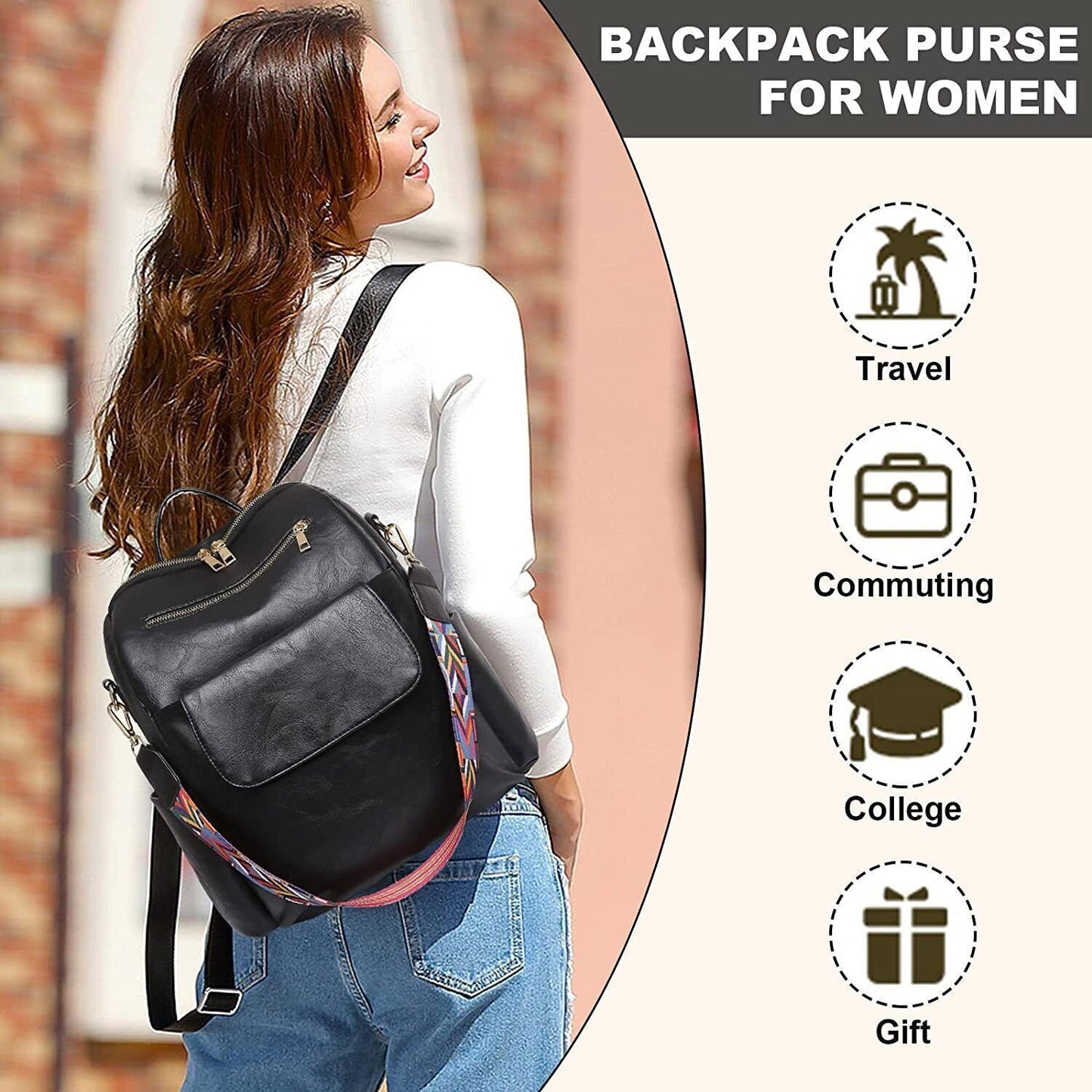 Girl Women Retro Fashion Backpack PU Leather Shoulder Handbag Travel Bag Satchel