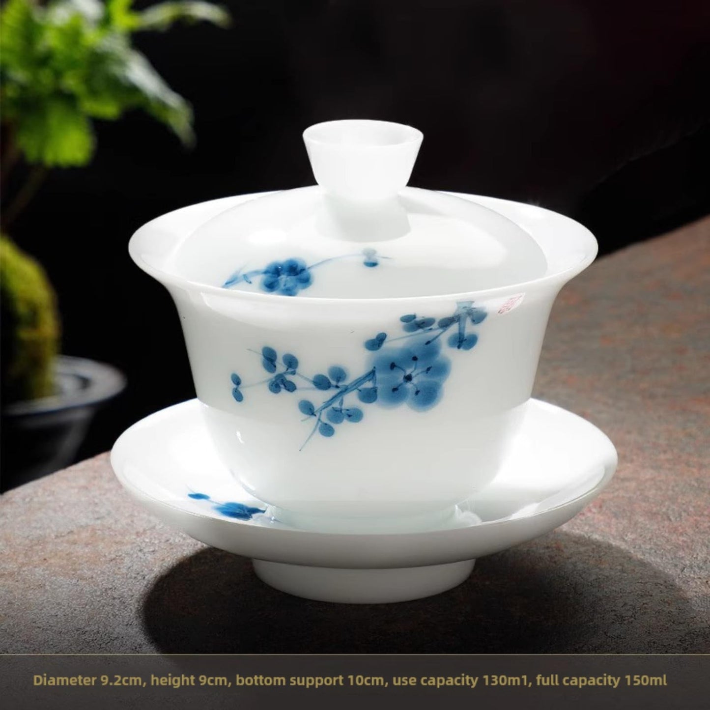 Chinese White Jade Ceramic Gaiwan 150ml 5.1oz Handmade Kungfu Tea Set