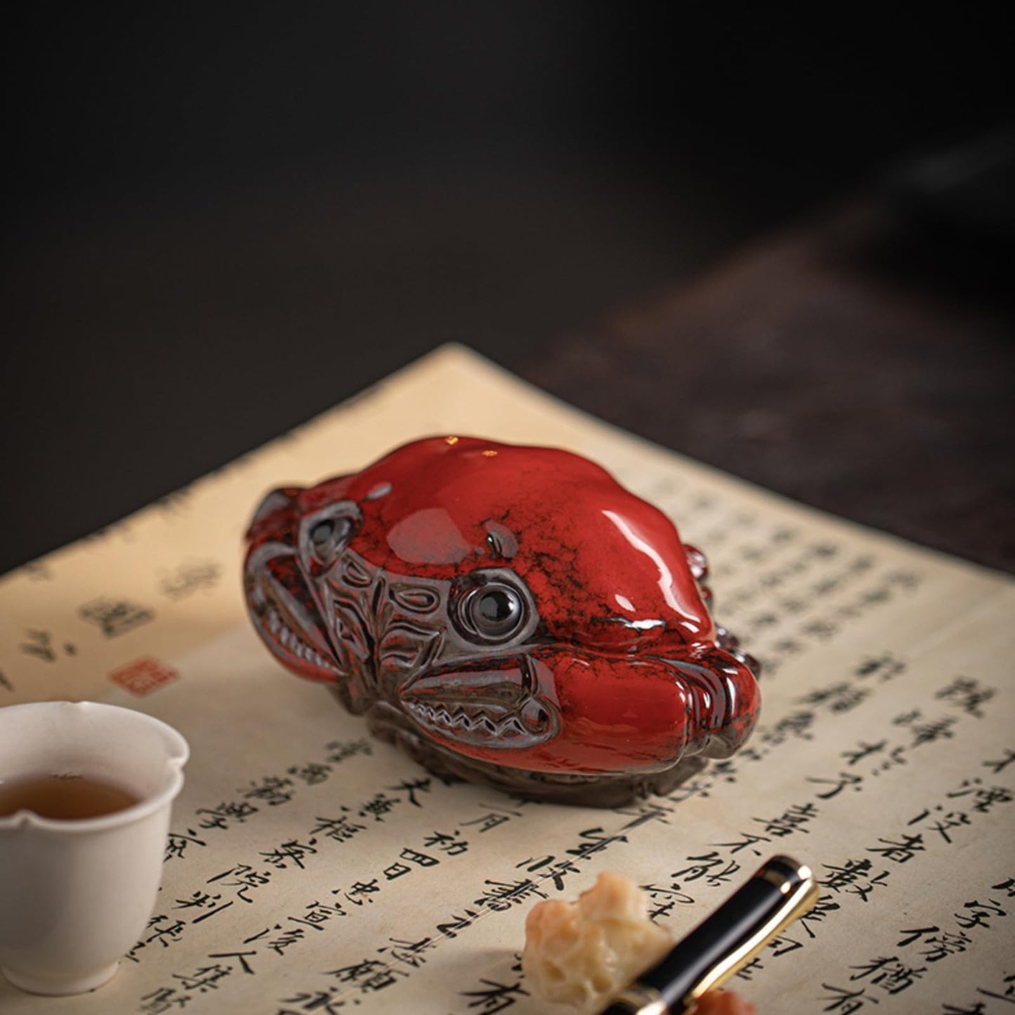 Chinese Small Crab Ceramic Tea Pet 6.1cm 2.4in Tea Play Tea Ceremony Decoration