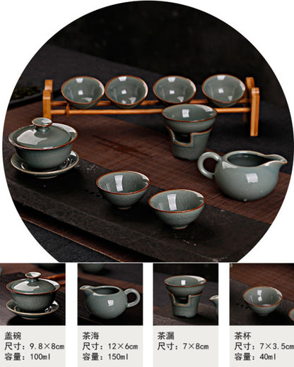 10pcs/lot Chinese Tea Set Thicker Glaze Porcelain Gaiwan Tureen Tea Pot Cups New