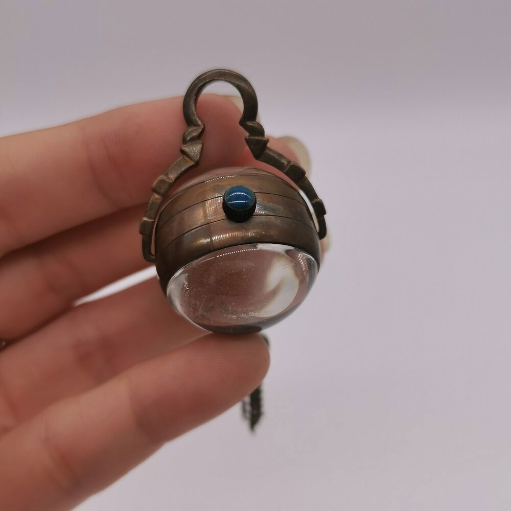 Old Bronze Crystal Ball Bell Mechanical Clock Table Pocket Watch