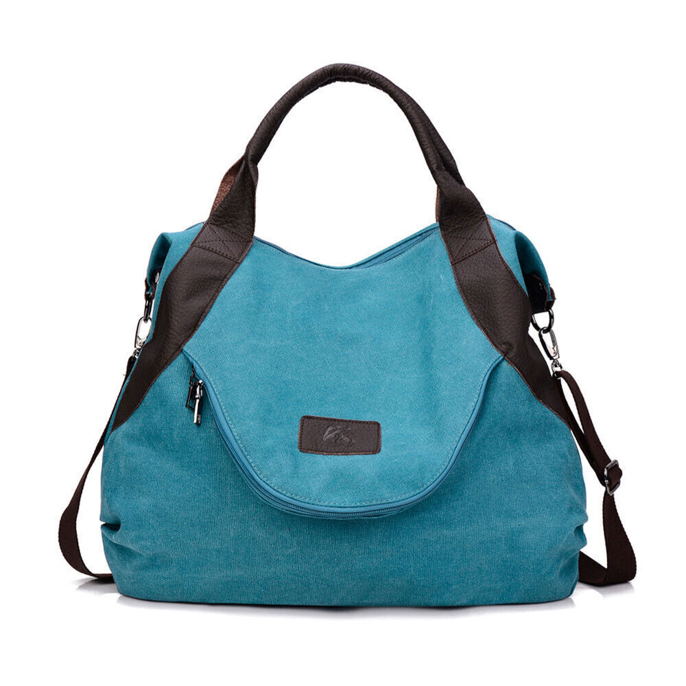 Ladies Canvas Tote Bag Multi Pockets Shoulder Bags Women Travel Detachable