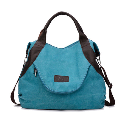 Ladies Canvas Tote Bag Multi Pockets Shoulder Bags Women Travel Detachable