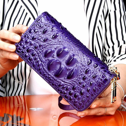Genuine Leather Wallet Print Luxury Women Purse Cotton 17.5x4.5x9 Cm Traveling