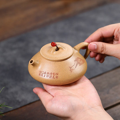 160ml Yixing Zisha Duan Clay Pot Pottery Teapot Handmade Snail Words Tea Pot