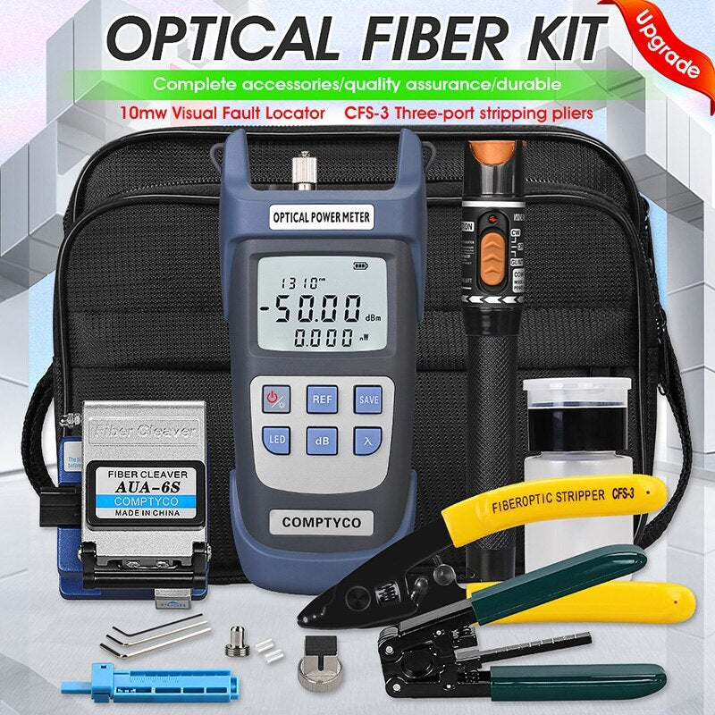 FTTH Fiber Optic Tool Kit Fiber Cleaver Optical Power Meter Visual Fault Locator