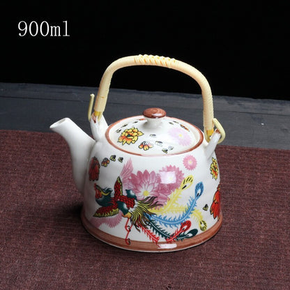 900ml China Porcelain Teapot With Strainer Net High Capacity Tea Pot For Hotel