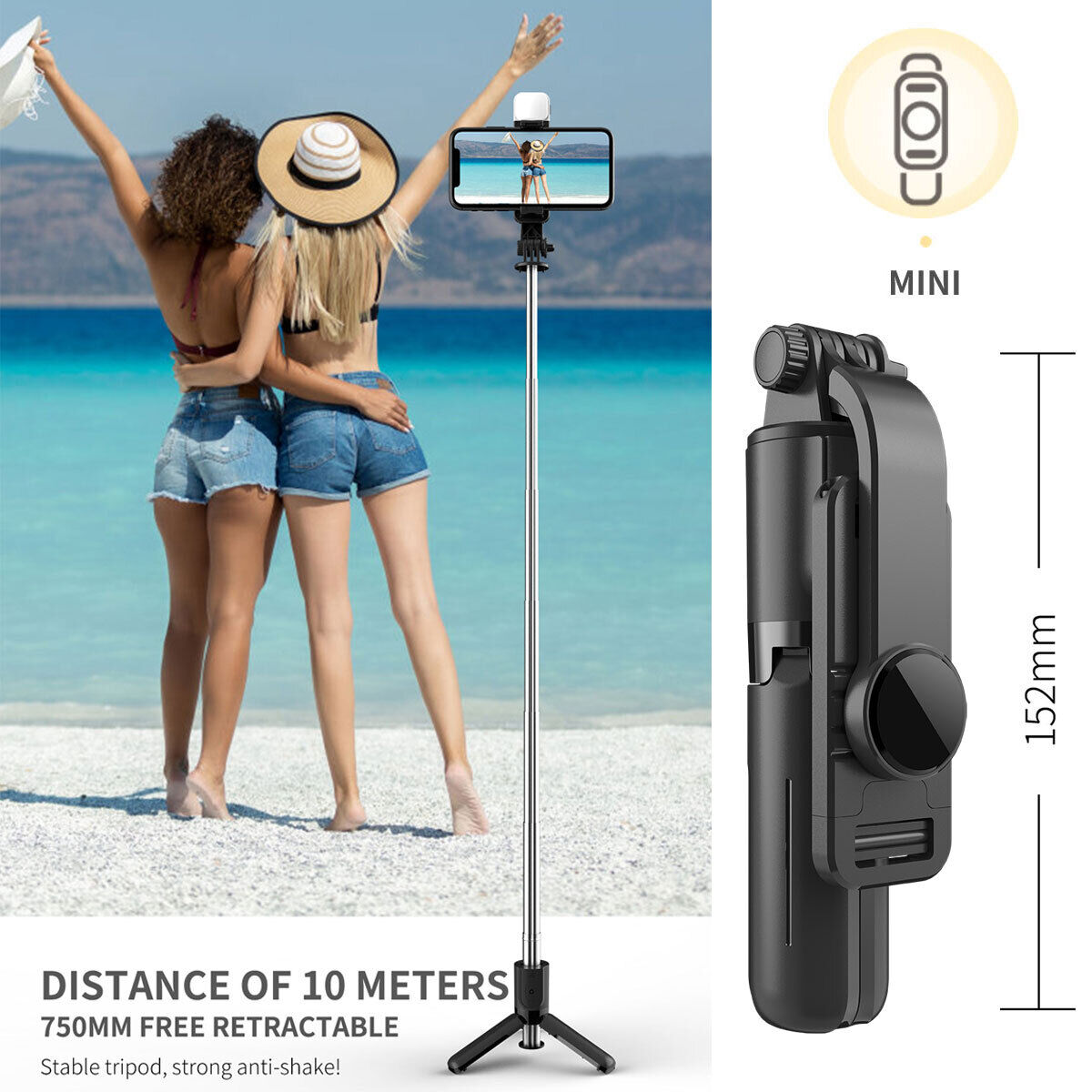 Selfie Stick Tripod Bluetooth Remote & Light For iPhone XR X XS Max SE 2022 2020