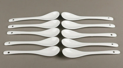 10Pcs 5 Inch Porcelain Ceramic Spoon Coffee Tea Cup Mug Latte Sugar Dessert