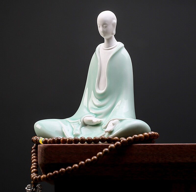 New Porcelain Monk Statue Buddha Monk Buddhism Zen Figure Decor