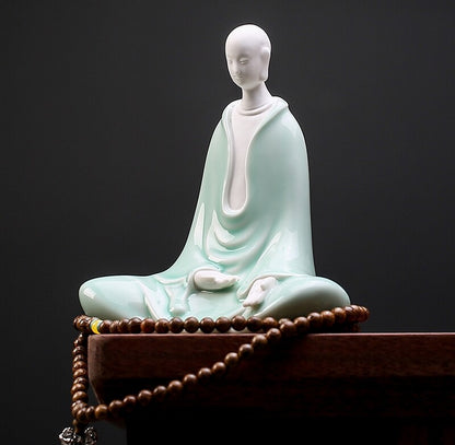 New Porcelain Monk Statue Buddha Monk Buddhism Zen Figure Decor