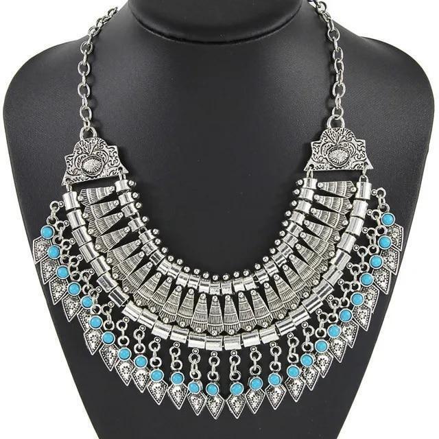 Bohemian Necklace Vintage Choker Ethnic Statement Large Collar Pendant Gypsy