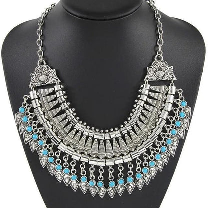 Bohemian Necklace Vintage Choker Ethnic Statement Large Collar Pendant Gypsy