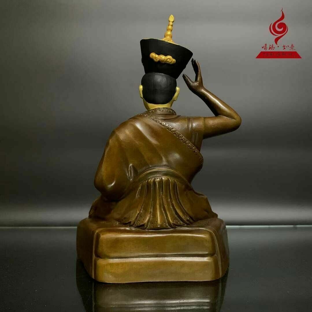 Tibetan Buddhism 16th Karmapa Bronze 24k Gilt Statue 20cm Tall