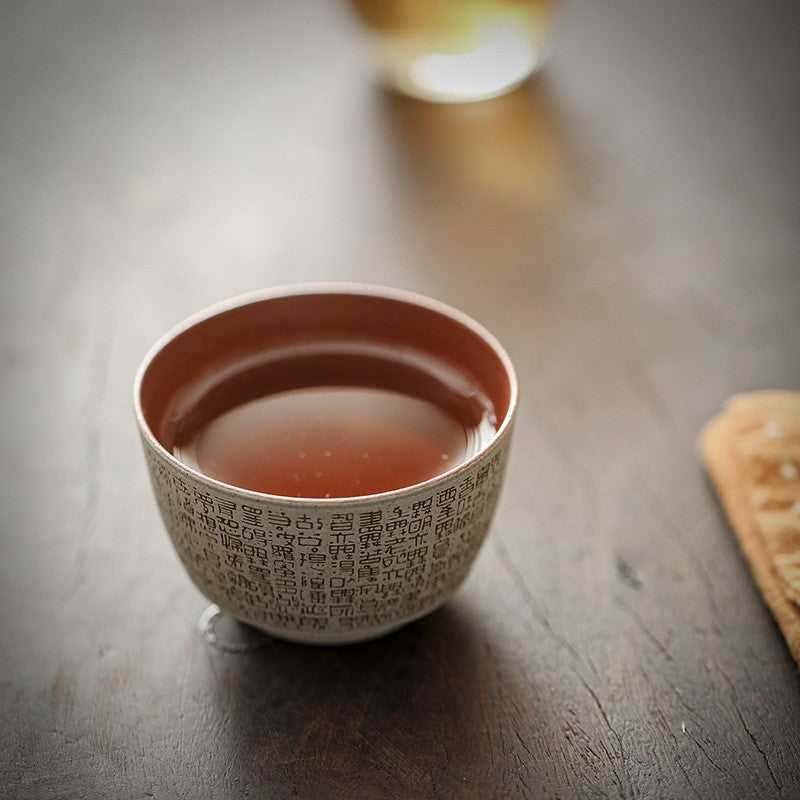 crude pottery tea cup heart sautra carved master cup 80ml China personal cup new