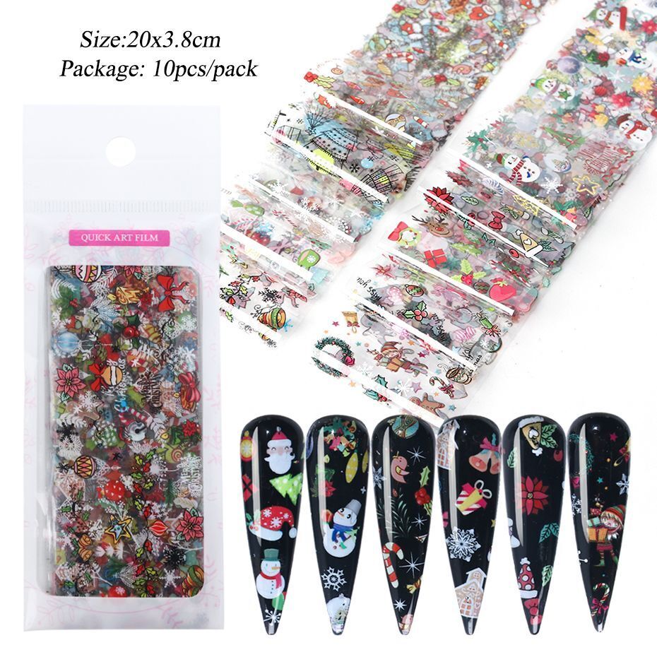 Nail Art 10Pcs Matte Metallic Foils Gold Silver Mirror Starry Paper Gel Stickers