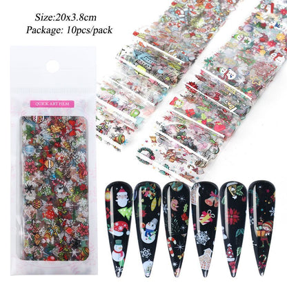 Nail Art 10Pcs Matte Metallic Foils Gold Silver Mirror Starry Paper Gel Stickers