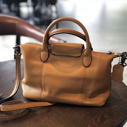 Genuine Leather Shoulder Messenger Clutch Simple Style Dumpling Purses Handbags