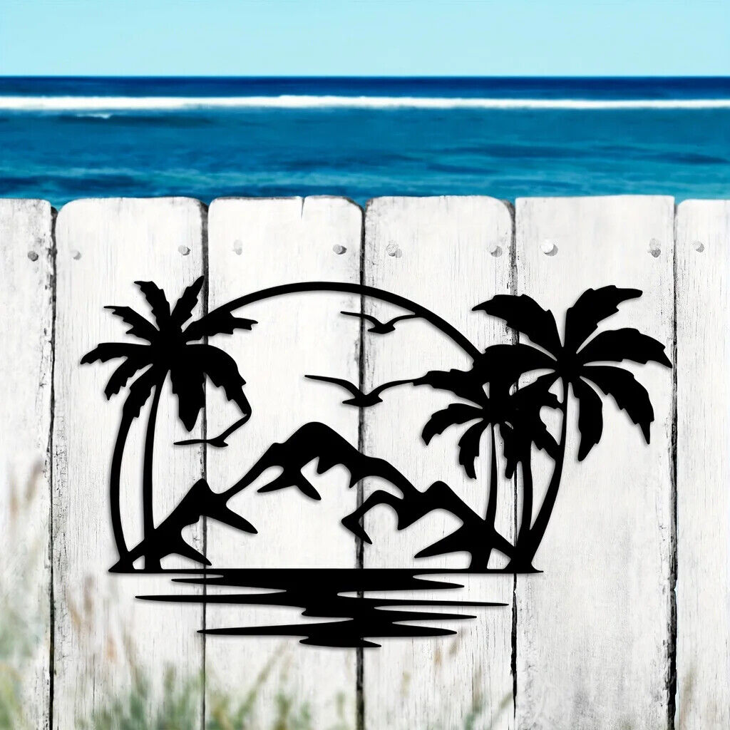 Tropical Palm Tree Wall Plaque - Decorative Metal Art