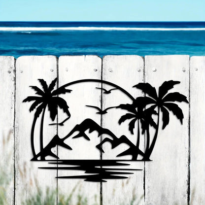Tropical Palm Tree Wall Plaque - Decorative Metal Art