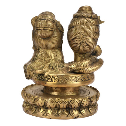 Hindu God Lord Brass Shiv Parvati Idol for Home Décor Showpiece Statute Figurine